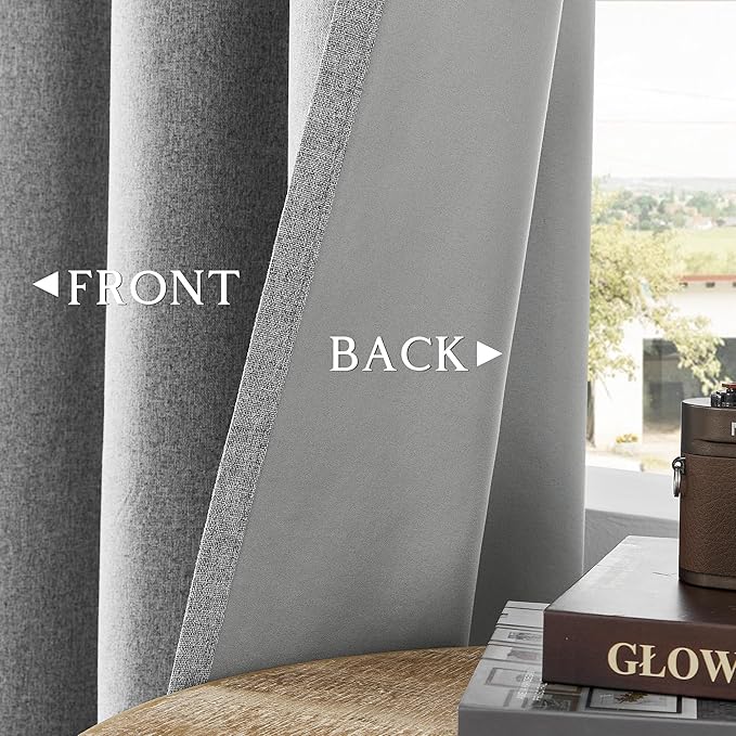 ChrisDowa 100% Blackout Grey Solid Curtains 45 Inches Long 2 Panels for Bedroom Living Room,Farmhouse Room Darkening Thermal Insulated Soundproof Grommet Top Window Treatment Drapes,52x45