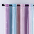 XiDi Curtains for Bedroom Decor, Rainbow Pink Purple/52/45