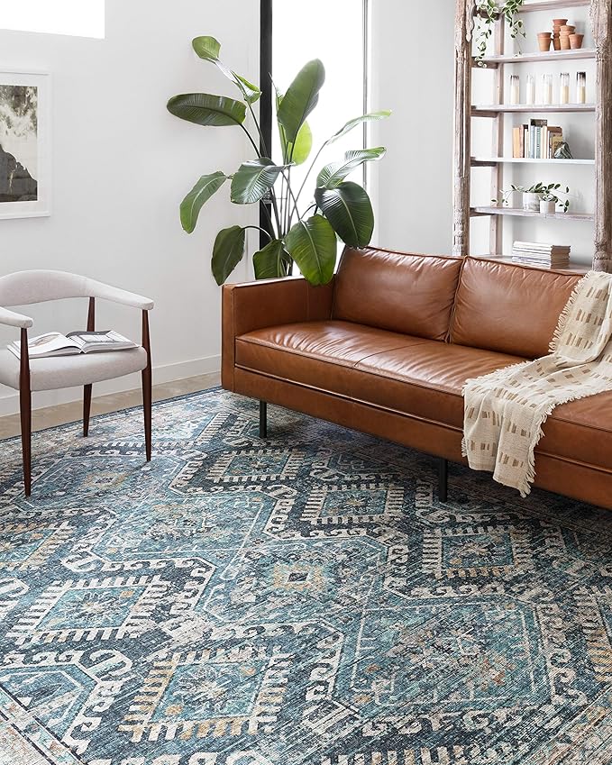 Loloi Skye Collection SKY-03 Denim/Natural 8'-0" x 8'-0" Round Area Rug
