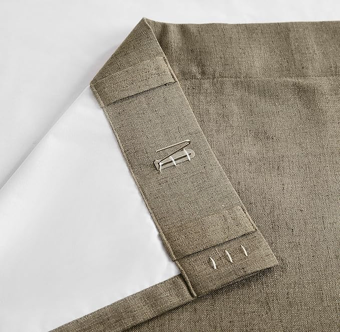 Vision Home Brown Linen Full Blackout Curtains for Bedroom Living Room Darkening Soundproof Window Curtains 102 inch Thermal Insulated Rod Pocket Back Tab Linen Drapes 2 Panels 56" Wx102 L