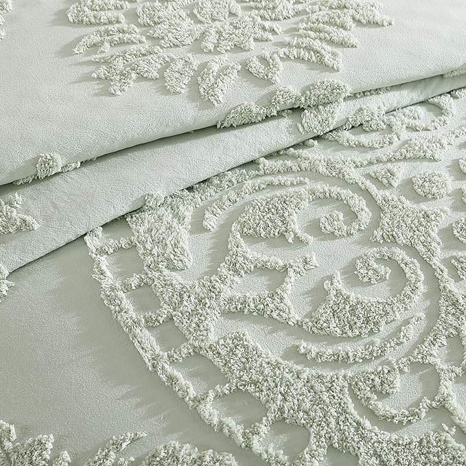 Beatrice Home Fashions Medallion Chenille Bedspread, Twin, Sage