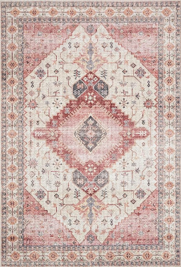 Loloi II Skye Collection SKY-02 Ivory/Berry 7'-6" x 9'-6" Area Rug