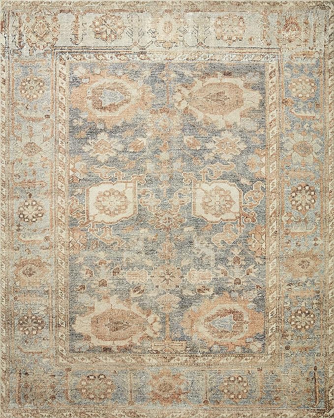 Loloi Margot Collection MAT-03 Ocean/Spice 2'-6" x 7'-6" Runner Rug feat. CloudPile, No-Shed Easy Clean Large Patterned Area Rug for Living Room, Bedroom, Dining Area