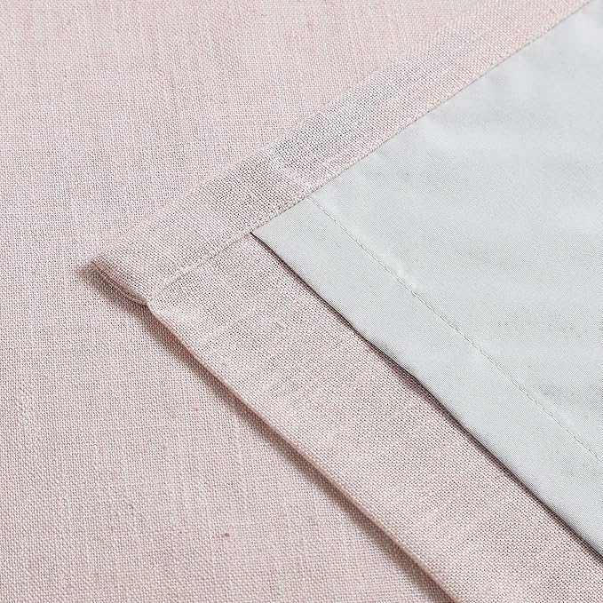 Vision Home Pink Linen Full Blackout Curtains 95 inch Long for Bedroom Living Room Darkening Light Blocking Window Panels Thermal Insulated Rod Pocket Back Tab Neutral Drapes 56" Wx95 Lx2