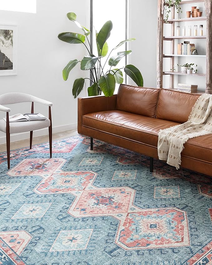 Loloi II Skye Collection SKY-03 Turquoise/Terracotta 2'-6" x 7'-6" Runner Rug