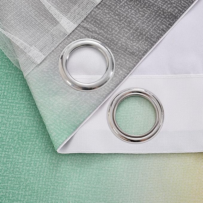 XiDi Curtains for Bedroom Decor, Rainbow GreenYellowGrey34/90/1