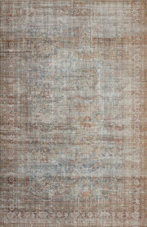 Loloi Chris Loves Julia Jules Collection JUL-05 Lagoon/Brick 9'-6" x 14', .13" Pile Height, Area Rug