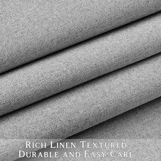 ChrisDowa 100% Blackout Grey Solid Curtains 54 Inches Long 2 Panels for Bedroom Living Room,Farmhouse Room Darkening Thermal Insulated Soundproof Grommet Top Window Treatment Drapes,52x54