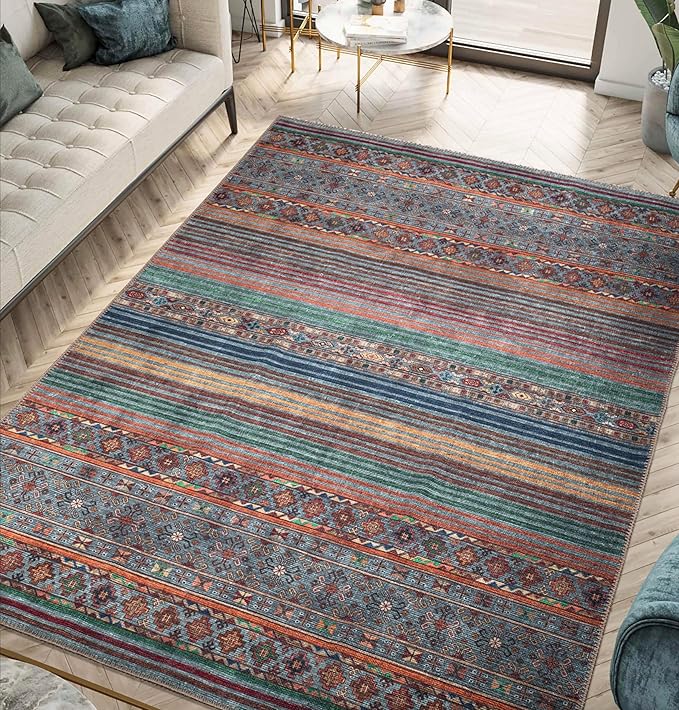 Keen Home Design 3x5 Rug - Machine Washable Entry Rug with Non-Slip Backing, Ideal for Enteryway, Kitchen, Bathroom, Laundry Room - Vintage, Easy Clean, Durable, Low Pile Rug - (3' x 5')