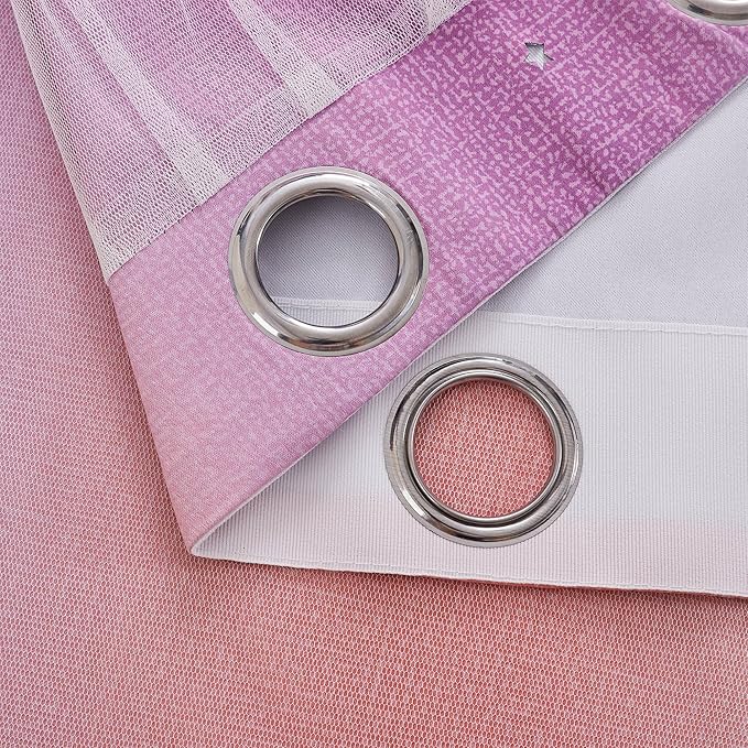 XiDi Curtains for Bedroom Decor, Rainbow Pink PurpleYellow52/54/1