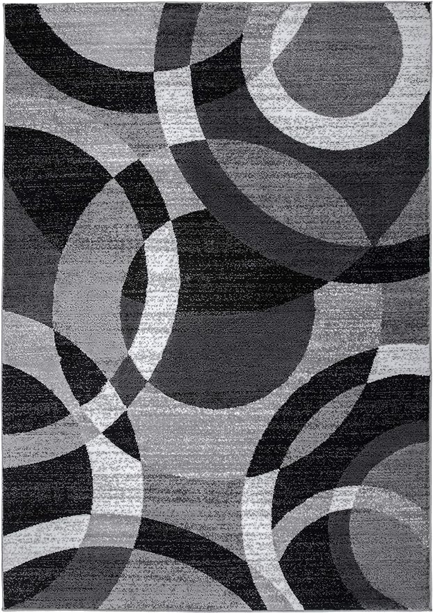 Rugshop Contemporary Abstract Circles Perfect for high Traffic Areas of Your Living Room,Bedroom,Home Office,Kitchen Area Rug 9' x 12' Gray