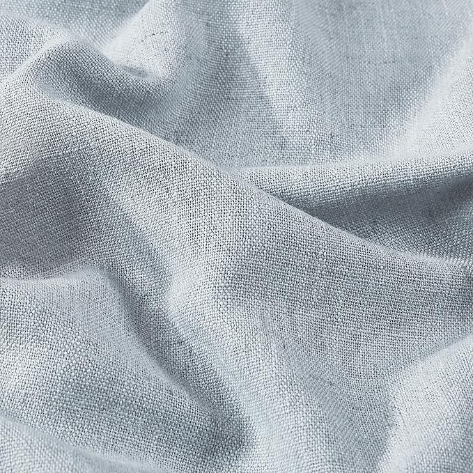 Vision Home Blue Fog Linen Full Blackout Curtains for Bedroom Living Room Darkening Soundproof Window Panels 102 inch Thermal Insulated Rod Pocket Back Tab Linen Blue Drapes 56" Wx102 Lx2