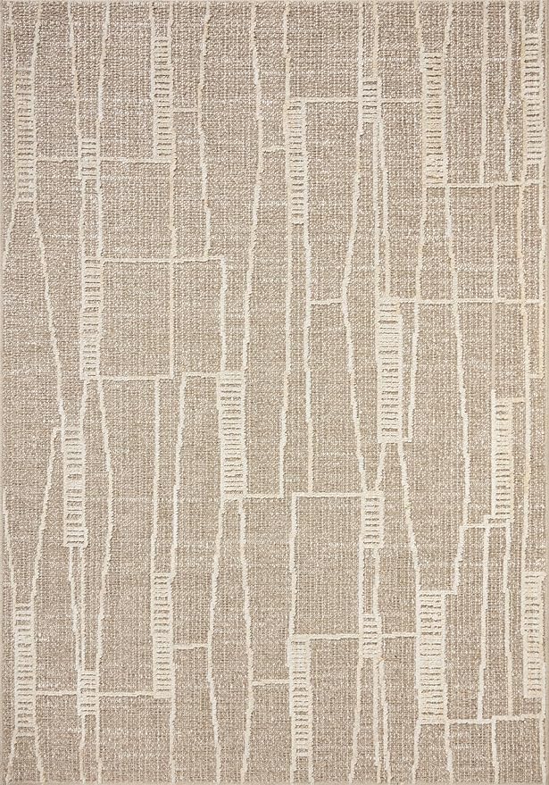 Loloi Amber Lewis Bexley Collection BEX-05 Mushroom/Natural 2'-7" x 12'-0" Runner Rug Neutral, Textured, Living, Bedroom, Dining, Carpet