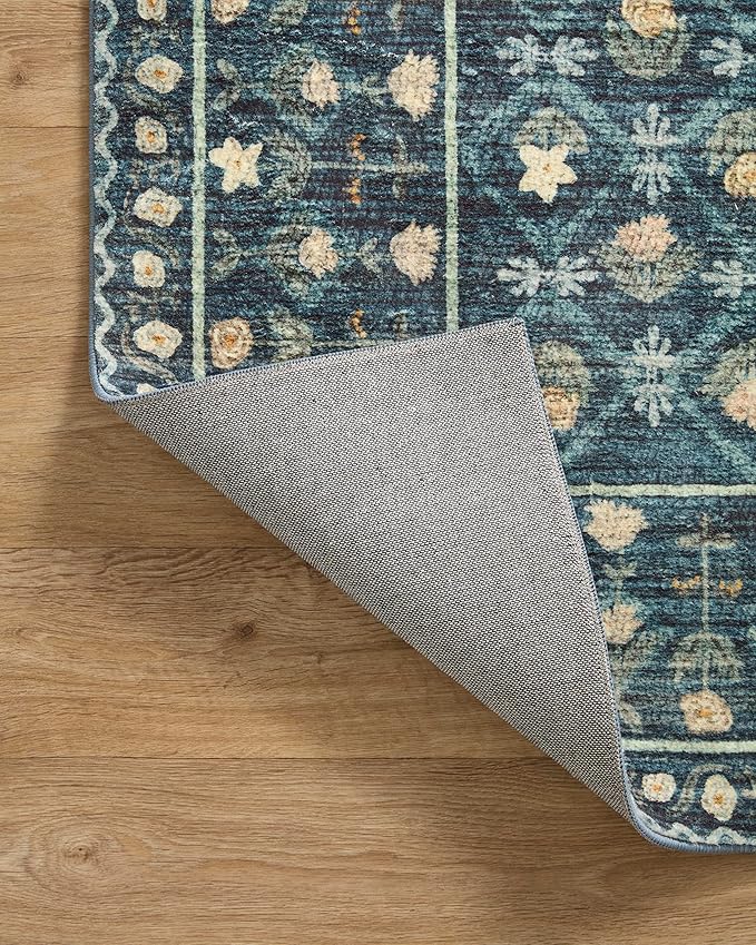 Loloi Rifle Paper Co. Eden Collection EDE-03 Lattice Indigo 5'-0" x 7'-6" Area Rug feat. CloudPile™