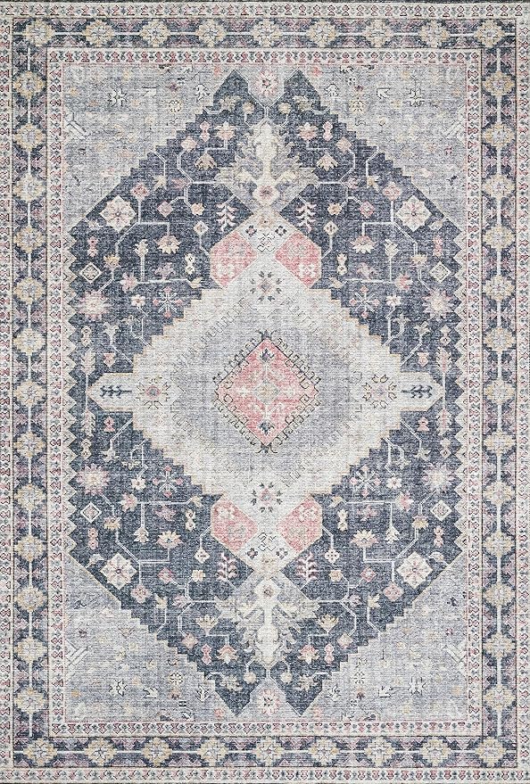 Loloi II Skye Collection SKY-02 Charcoal/Multi 5'-0" x 7'-6" Area Rug