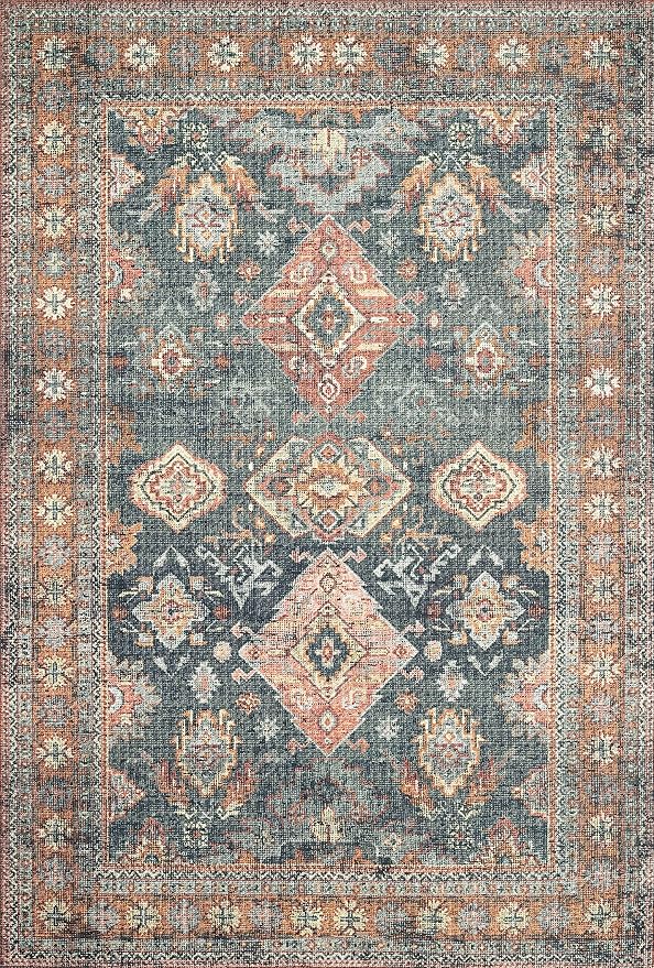 Loloi II Skye Collection SKY-10 Sea/Rust 5'-0" x 7'-6" Area Rug
