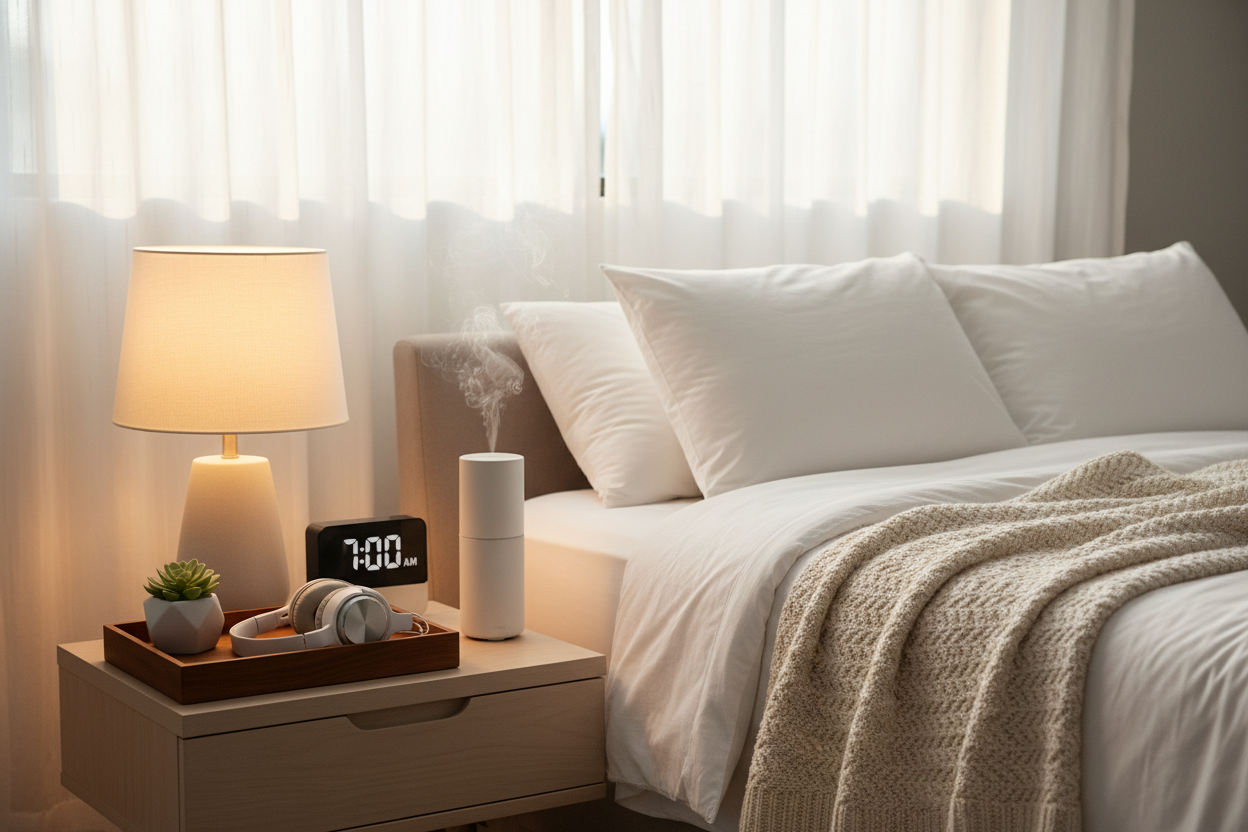 Bedroom Comfort Accessories

From calming lighting to functional bedside accessories, our comfort-focused additions help create a serene and clutter-free space. These essentials enhance relaxation while adding practical value to your bedroom.

Perfect for: Creating a relaxing nighttime routine and a peaceful atmosphere. (make it real photo)