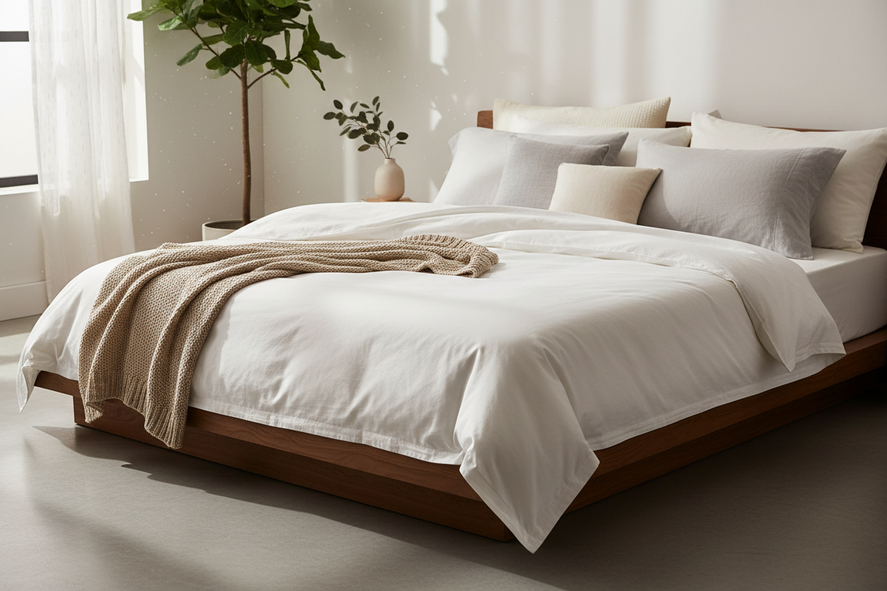 Premium Bedding Essentials

Our bedding essentials are crafted to deliver softness, breathability, and lasting comfort. Designed for everyday use, they help regulate temperature and create a cozy sleep environment you’ll look forward to every night.

Perfect for: Better sleep, everyday comfort, and effortless bedroom upgrades. (make it real photo)