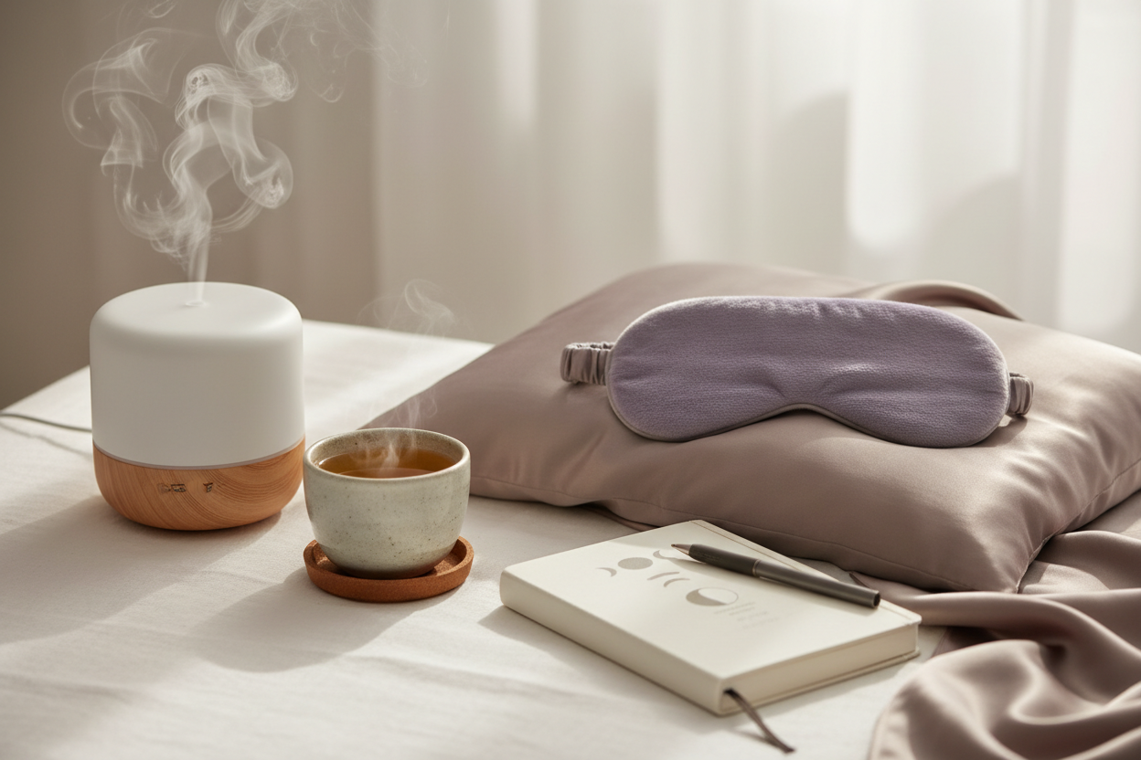 Sleep-Enhancing Essentials

Our sleep-enhancing products are designed to support relaxation and improve sleep quality. Each item works to minimize distractions and promote a calm environment — helping your mind and body fully unwind.

Perfect for: Stress relief, deeper sleep, and a balanced nighttime routine. (make it real photo)